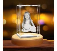 XSTZR Custom 3D Crystal Photo, Personalized Gifts with 3D Laser Etched, Engraved Inside The Crystal Using Your Photo Customized Memorial Customized Gift for Women Men (Cuboid)