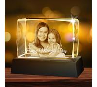 XSTZR Custom 3D Crystal Photo, Personalized Gifts with 3D Laser Etched, Engraved Inside The Crystal Using Your Photo Customized Memorial Customized Gift for Women Men (Horizontal Corrugated Cuboid)