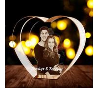 XSTZR Custom 3D Crystal Photo, Personalized Valentine's Day Gifts with 3D Laser Etched, Engraved Inside the Crystal Using Your Photo Memorial Customized Gifts for Couple (Heart)