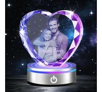 XSTZR Custom 3D Crystal Photo, Personalized Valentine's Day Gifts with 3D Laser Etched, Engraved Inside The Crystal Using Your Photo Customized Memorial Customized Gift for Women Men (Faceted Heart)