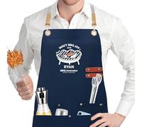 XSTZR Custom Apron - Personalized Embroidered Aprons with Text, Logo and Photos, Customized Aprons for Men and Women (Blue 1)