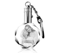 XSTZR Custom Keychain Personalized 3D Keychains with LED Light, Crystal Key Chain with Your Photo, Gifts for Birthday Valentines Day (Octagon)