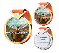 XSTZR Custom Medals for Awards - Personalised Crystal Medal with Photo and Text, Custom 1st Place Medal, Sales Champion, Gold Medals for Sports Events, School Programmes, Office Contests (V)