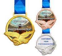 XSTZR Custom Medals for Awards - Personalised Crystal Medal with Photo and Text, Custom 1st Place Medal, Sales Champion, Gold Medals for Sports Events, School Programmes, Office Contests (Hawk)
