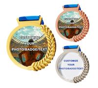 XSTZR Custom Medals for Awards - Personalised Crystal Medal with Photo and Text, Custom 1st Place Medal, Sales Champion, Gold Medals for Sports Events, School Programmes, Office Contests (Wheat ears)