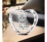XSTZR Customized 3D Crystal Photo, Personalized Gifts with 3D Laser Etched, Engraved Inside the Crystal Using Your Photo Memorial Customized Gifts for Mother's Day (Faceted Heart)