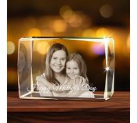 XSTZR Customized 3D Crystal Photo, Personalized Gifts with 3D Laser Etched, Engraved Inside the Crystal Using Your Photo Memorial Customized Gifts for Mother's Day (Horizontal Corrugated Cuboid)