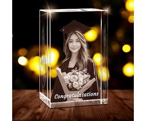 XSTZR Personalised 3D Crystal Photo Gift, Custom Gifts with 3D Laser Etched, Engraved Inside the Crystal Using Your Photo Customized Memorial Custom Mother’s Day Picture Gift (Cuboid)