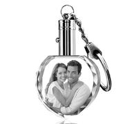 XSTZR Personalised 3D Keychain with LED Light - Custom Crystal Keychain with Your Photo, Unique Gifts for Birthday, Valentine’s Day, and Special Occasions (Heart)