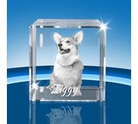XSTZR Personalized 3D Crystal Photo - Custom 3D Picture in Crystals, Engraved Glass Photo Cube with Your Own Image - Memorial Gift for Women, Men, Couples, Parents (Cube)