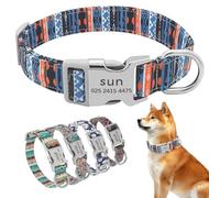 XSTZR Personalized Dog Collar, Customized Dog Collars with Engraved Name & Phone Number, Adjustable Dog Collars for Male Female Girl Boy Puppy Small Medium Large X-Large Dogs (Bohemian Blue)