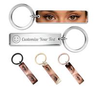 XSTZR Personalized Eye Photo Keychain with Picture, Custom Double-Sided Engraved Name or Text, Stainless Steel Drive Safe Keychain Gift for Him Her, Boyfriend Girlfriend