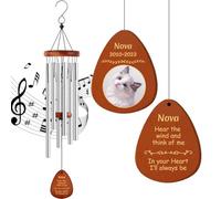 XSTZR Personalized Wind Chime Memorial Gifts Wind Chimes, Memorial Garden Decor, Silver or Black Tube with Wooden Plaque, Memorial Wind Chimes to Remember a Loved One(Silver)