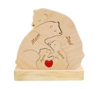 XSTZR Personalized Wooden Bear Puzzle - Customizable with 2-8 Names, Perfect for Father's Day, Mother's Day, Home Decor, Housewarming Gift, Unique Wooden Bear Decoration