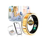 XSWCCJJ 2026 NO.1 Diamond Smart Ring and Wireless Charging Case, Industry Number 1-0 Measurement Error, Fitness Tracker for Sleep Monitor, Portable SpO2 Smart Ring for Android and iOS, Gold 8#