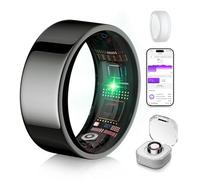 XSWCCJJ 6.0 Smart Ring and Charging Case【Industry First - 0 Measurement Error】【IP68 Waterproof】 2025 Smart Ring Women & Men for Sleep Tracking Wearable Device, SpO2, Fitness ring Black 8#