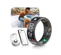 XSWCCJJ 7.0 Smart Ring with LED Screen, 5 ATM Waterproof, 5.3 + EDR Technology, 0.1% ± Error, Smart Ring for Men and Women to Monitor Sleep, Heart Rate, Black 11#