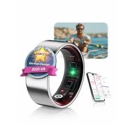 XSWCCJJ New Upgraded Smart Ring【JZ5.0 Chip & 0 Measurement Error】 IP68 Waterproof | Smart Ring Women & Men For Sports Time, Distance, Calories Waterproof Compatible Silber 9#