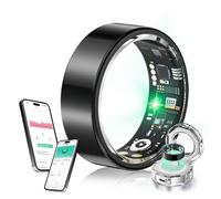 XSWCCJJ New Upgraded Smart Ring【JZ5.0 Chip & 0 Measurement Error】 IP68 Waterproof | Smart Ring Women & Men For Sports Time, Distance, Calories Waterproof Compatible Black 8#