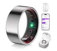 XSWCCJJ Smart Ring 6.0 & Wireless Charging Box【Industry No.1 - 0 Measurement Errors】【Sport Specific】 Smart Ring for Women Men Sleeping, Heart Rate, SpO2, 200 Modes for Silver 10#