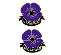 XSWL 2Pcs Purple Poppy Flower Lapel Pin Badge Brooch Lest We Forget Veterans Memorial Day Remembrance Sunday Unisex