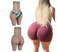 XSWL Crossdresser Silicone Fake Vagina Panties Butt Shaper Control Shorts Padded Push Up Panty for Transgender,Ivory,One Size