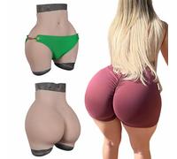 XSWL Crossdresser Silicone Fake Vagina Panties Padded Push Up Panty Butt Shaper Control Shorts for Transgender,Brown,One Size