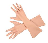 XSWL Crossdressing Female Silicone Gloves Soft Realistic Fake hands Elastic 40cm Arm to Wrist for cosplay Halloween crossdresser,Wheat Yellow