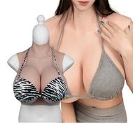 XSWL Large Size Silicone Breastplate S/Z Cup Huge Fake Breasts Touch Like Real Breast Plate for Transgender Drag Queen Crossdressing Cosplay,Tan,S