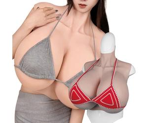 XSWL Large Size Silicone Breastplate S/Z Cup Huge Fake Breasts Touch Like Real Breast Plate for Transgender Drag Queen Crossdressing Cosplay,Tan,Z