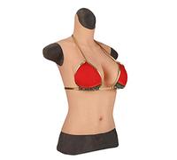 XSWL Silicone Breast Forms Half Body Suit Soft Female Fake Boobs Mastectomy Prosthesis for Crossdresser Transgender Drag Queen Costume,Nude Silica gel,D cup