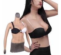 XSWL Silicone Breastplate Fake Boobs Realistic Breast forms for Crossdressers Transgender Drag Queen Cosplay,Ivory,Cotton D Cup