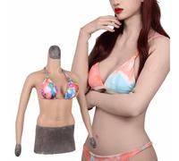 XSWL Silicone Breastplate Realistic Breast forms Fake Boobs for Crossdressers Transgender Drag Queen Cosplay,Ivory,Cotton D Cup