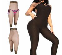 XSWL Silicone Fake Butt Pants Apparel Male to Female Hips Enhancer Butt Lifter Pants for Crossdresser Transgender,Brown,S