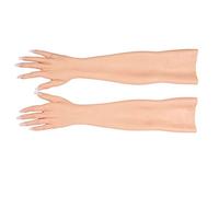 XSWL Silicone Female Gloves with Nails Realistic Fake Skin Gloves Can Cover The Wound Crossdressing for Transvestite Cosplay Performance Props,Ivory White