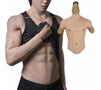 XSWL Silicone Muscle Suit Fake Male Chest Realistic Fake Muscle Costume Simulation For Cosplay Halloween Transgender,Color 2,XL