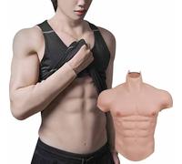 XSWL Silicone Muscle Suit Realistic Male Chest Plate High Collar Premium Fake Abs Chest for Cosplay Halloween Transgender,Color 2,M
