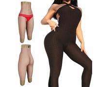 XSWL Silicone Panty Transgender Hiding Gaff Brief Buttock Butt Shaper Control Shorts Men's Underwear for Cosplay,Ivory,L