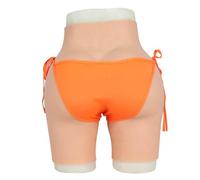 XSWL Silicone Vagina Boxer Briefs Butt Lifter Panty Fake Vagina Underwear for Crossdresser Drag Queen,Wheat colored,One Size