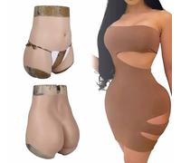 XSWL Silicone Vagina Boxer Briefs Butt Lifter Panty Transgender Vagina Underwear for Crossdresser Drag Queen,Nude,S