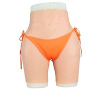 XSWL Silicone Vagina Boxer Briefs Fake Vagina Underwear Butt Lifter Panty for Crossdresser Drag Queen,Brown,One Size