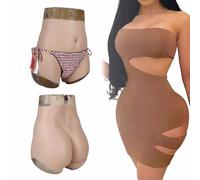 XSWL Silicone Vagina Boxer Briefs Transgender Vagina Underwear Butt Lifter Panty for Crossdresser Drag Queen,Ivory,S