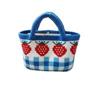 XSXSX Handmade Crochet Tote Bag, Hand Woven Bags for Women Summer, Beach Small Bag, For Birthdays, Valentine's Day, Mother's Day(Blue)