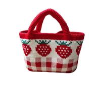 XSXSX Handmade Crochet Tote Bag, Hand Woven Bags for Women Summer, Beach Small Bag, For Birthdays, Valentine's Day, Mother's Day(Red)