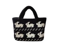 XSXSX Handmade Crochet Tote Bag, Hand Woven Bags for Women Summer, Beach Small Bag, For Birthdays, Valentine's Day, Mother's Day(Black)