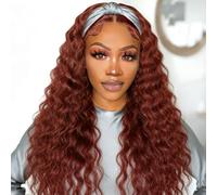 XSY 16 Inch Deep Wave Lace Front Wig with Headband for Black Women with Headband