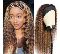 XSY Deep Wave Headband Wig Human Hair Highlight Ombre 24 Inch