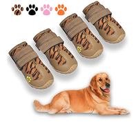XSY&G Dog Boots,Waterproof Dog Shoes,Dog Booties with Reflective Strips Rugged Anti-Slip Sole and Skid-Proof,Outdoor Dog Shoes for Small Medium Large Dogs 4Pcs Leopard-Size 1