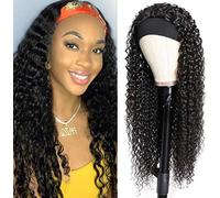 XSY Wig with Headband Real Hair Wigs Deep Wave Wigs 18 Inches No Lace Front Wigs Glueless Wig 150% Density Brazilian Virgin Human Hair