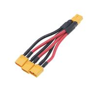 XT60 3-Way Parallel Battery Connector 12AWG Silicone Wire Y Splitter, Male to Dual Female Extension Cable 100mm for RC Drone Battery Motor ESC(XT60 1Female to 3Mal)
